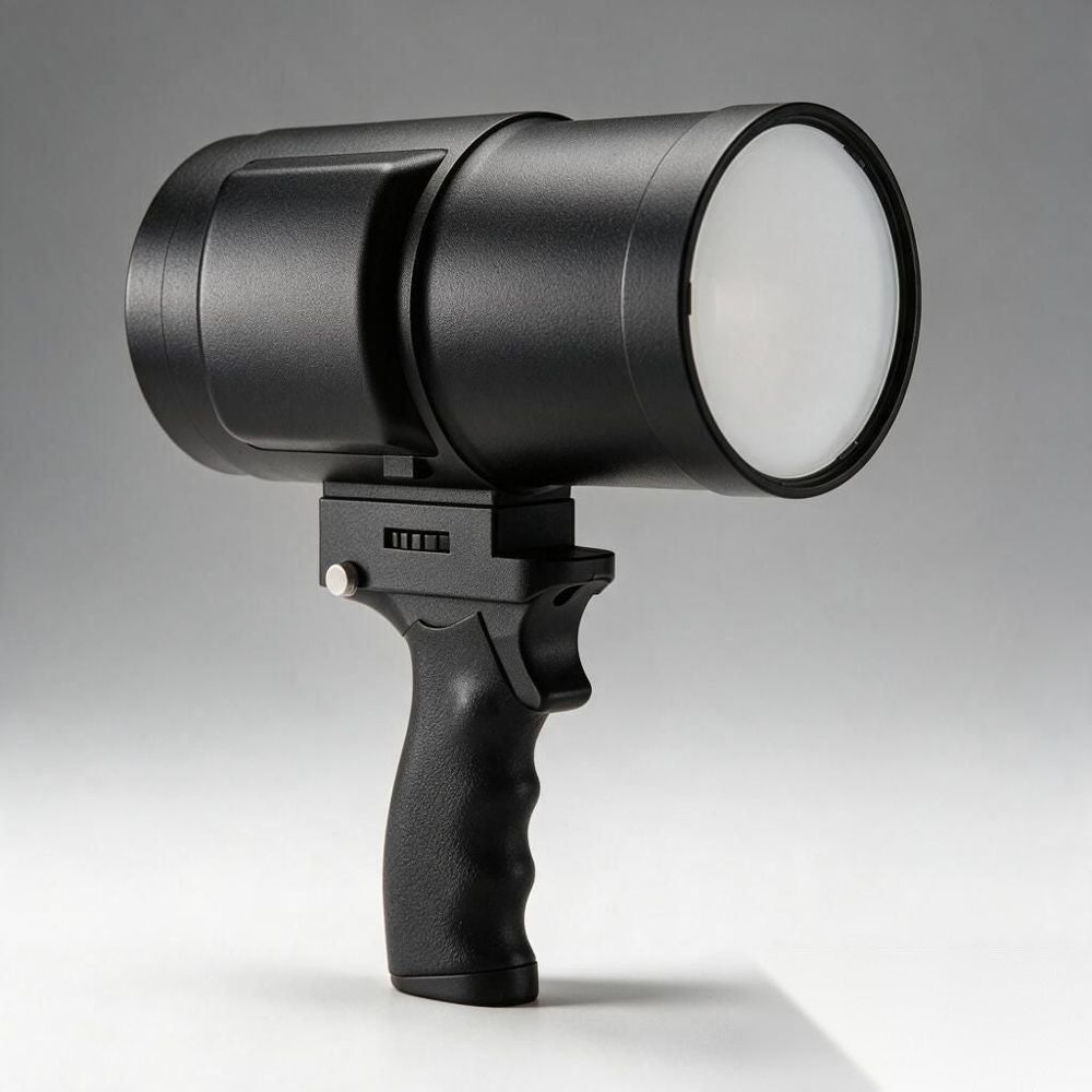 Strobe Head Pistol Grip mounted on a Profoto head
